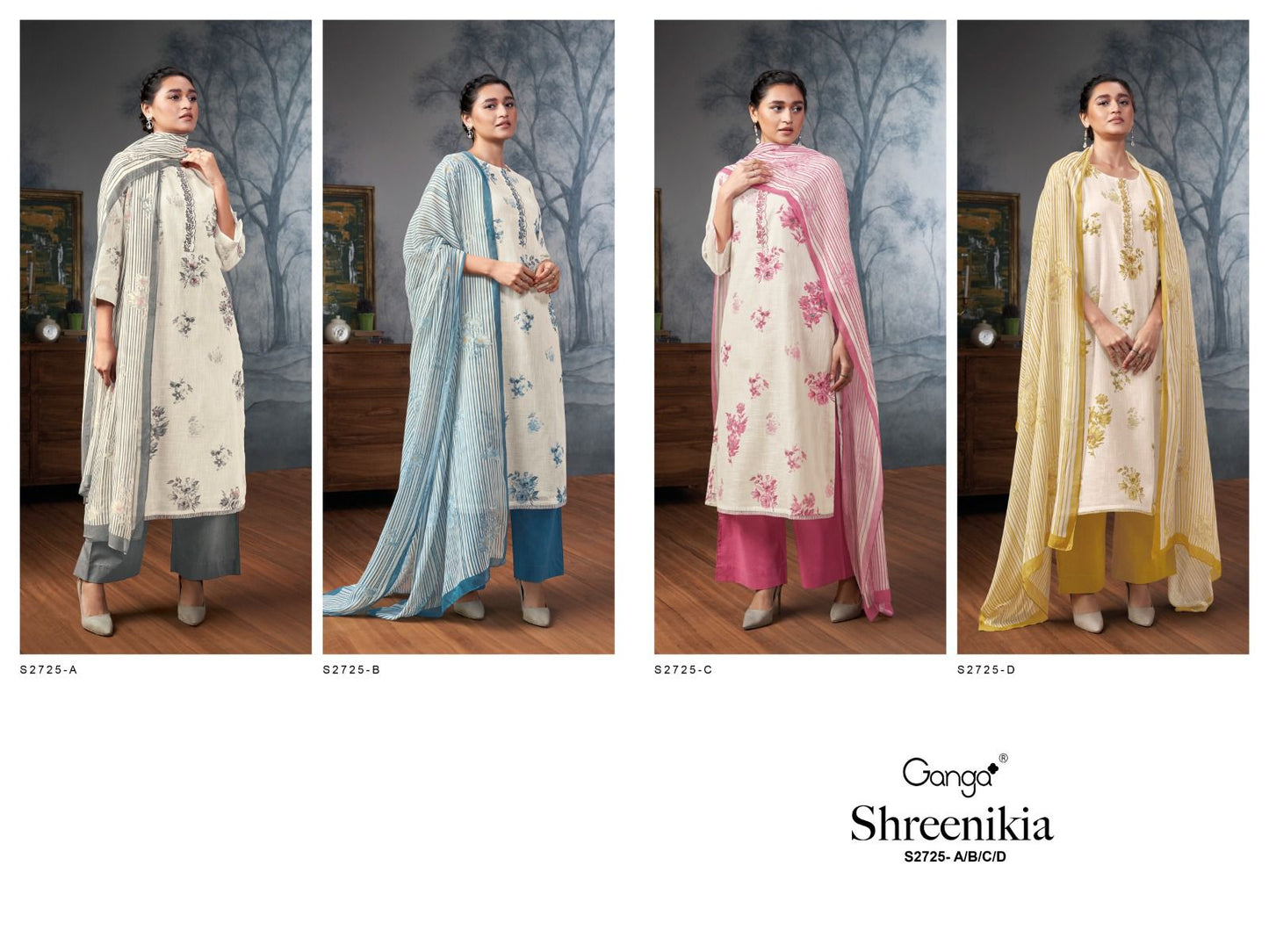 Shreenikia 2725 Ganga Premium Cotton Plazzo Style Suits Wholesale Price