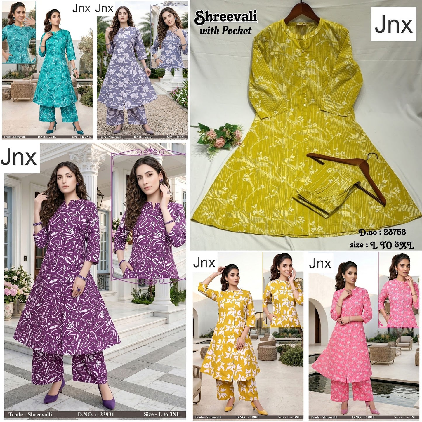 Shreevalli 0406 Jnx Cambric Cotton Kurti Pant Set Exporter India
