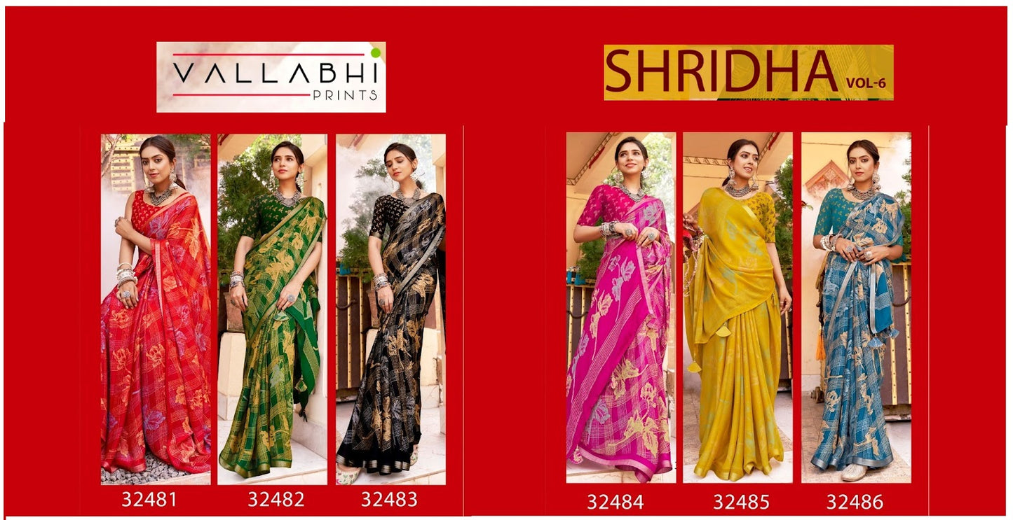 Shridha Vol 6 Vallabhi Prints Georgette Sarees Wholesaler