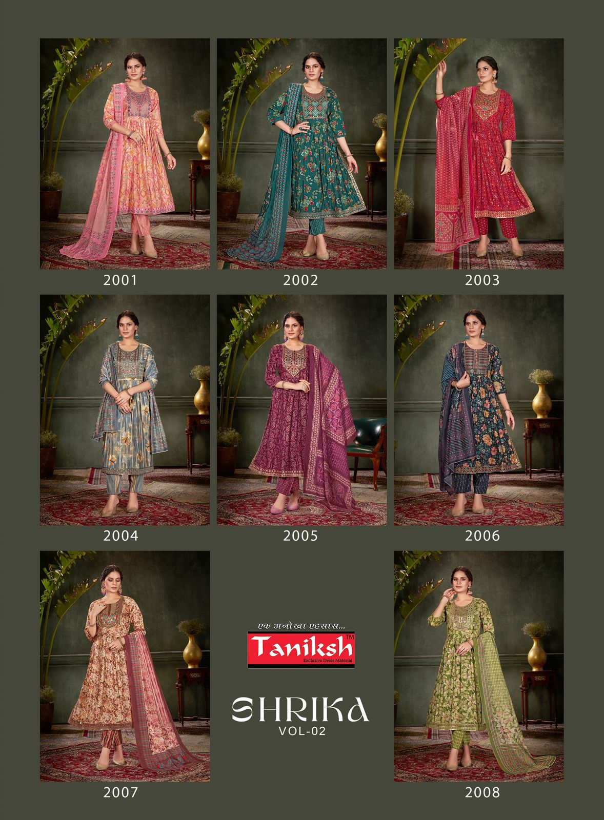 Shrika Vol 2 Taniksh Muslin Readymade Pant Style Suits Manufacturer Gujarat