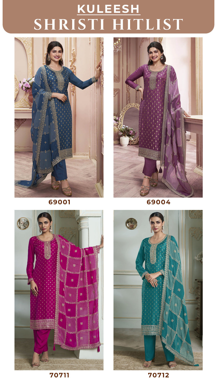 Shristi Hitlist Kuleesh Vinay Fashion Llp Silk Jacquard Pant Style Suits Wholesale Price