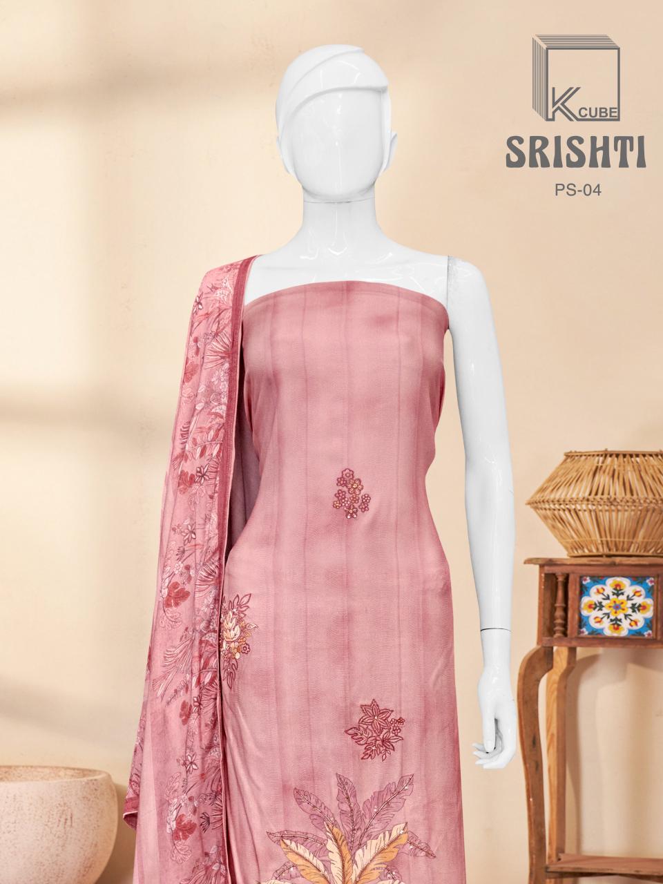 Shristi Ps 4 K Cube Pashmina Suits Exporter Ahmedabad