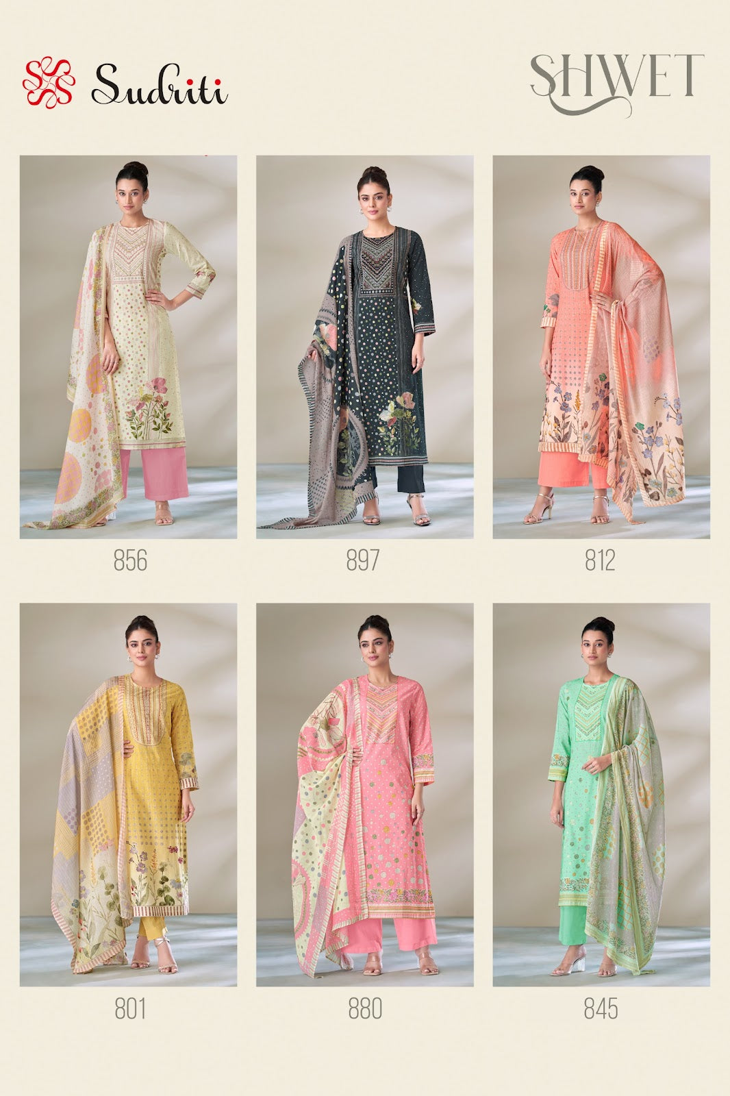 Shwet Sudriti Sahiba Cotton Lawn Plazzo Style Suits Wholesale