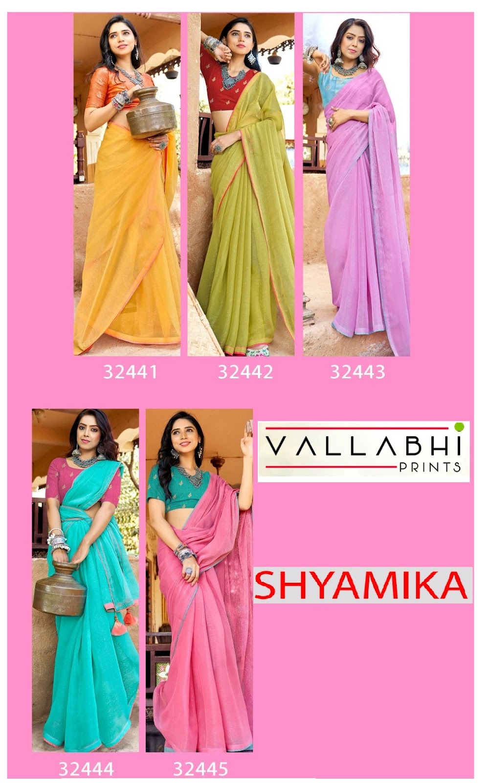 Shyamika Vallabhi Prints Solid Sarees Supplier Ahmedabad