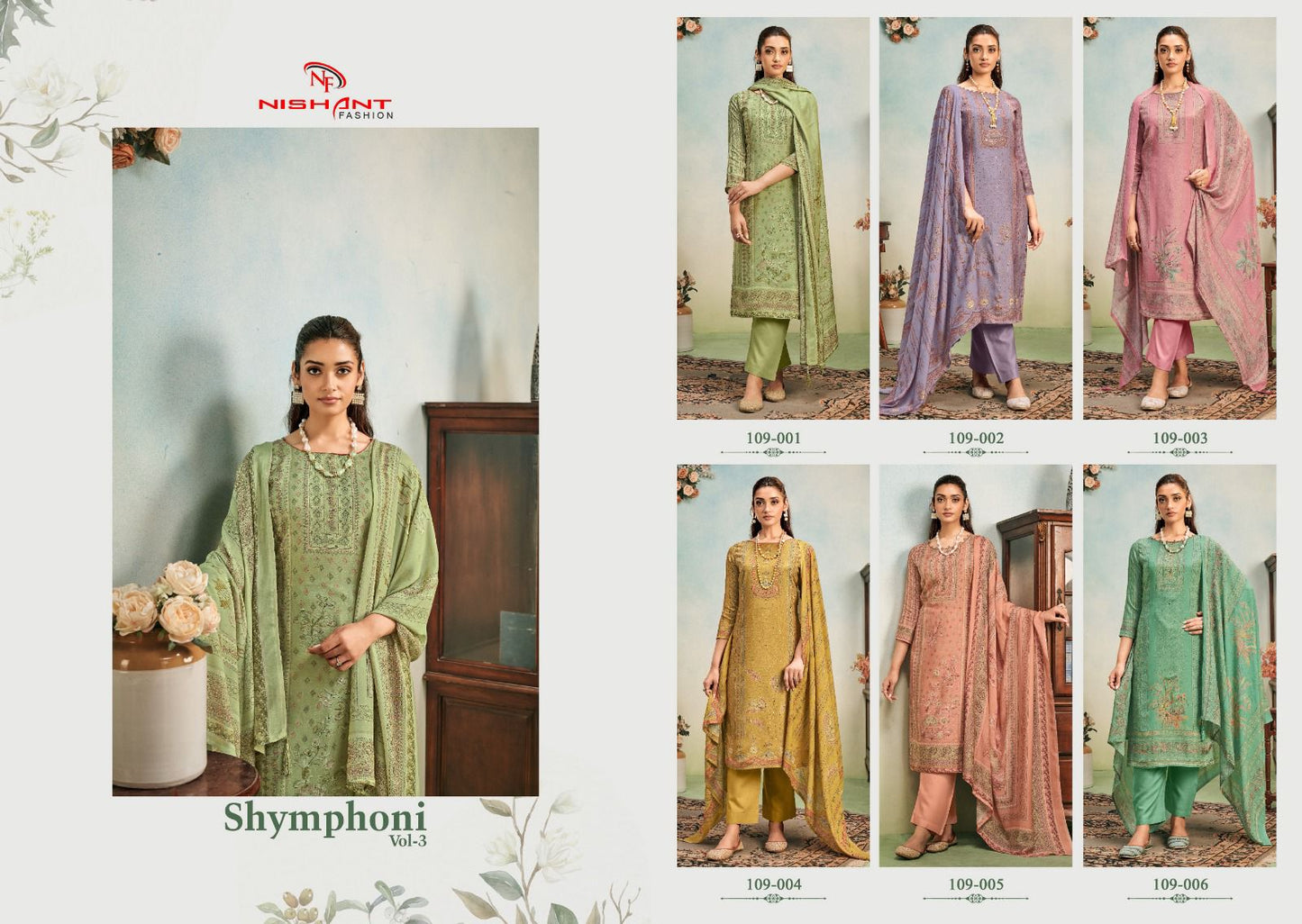 Shymphoni Vol 3 Nishant Fashion Pure Viscose Pant Style Suits Wholesaler Ahmedabad