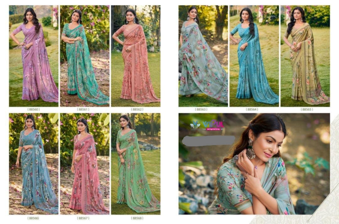 Siddhi 88560-88568 Vipul Weightless Sarees Exporter India