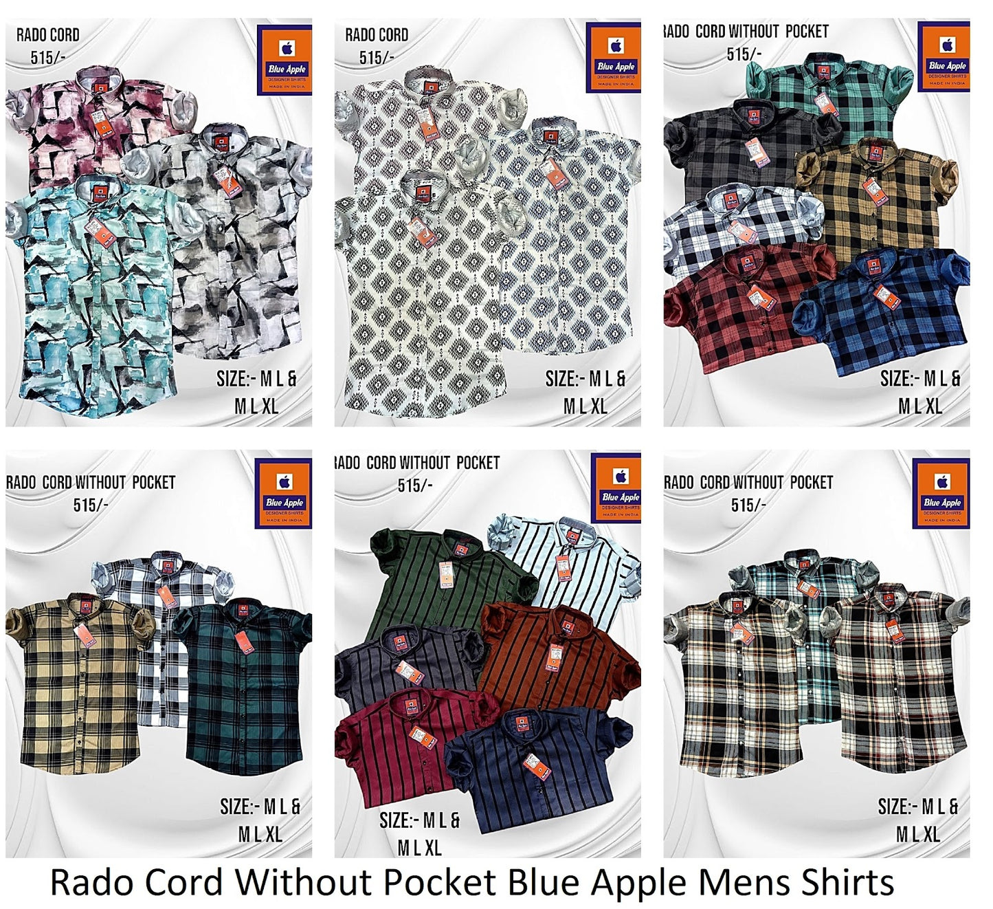 Rado Cord Without Pocket Blue Apple Mens Shirts Manufacturer Ahmedabad