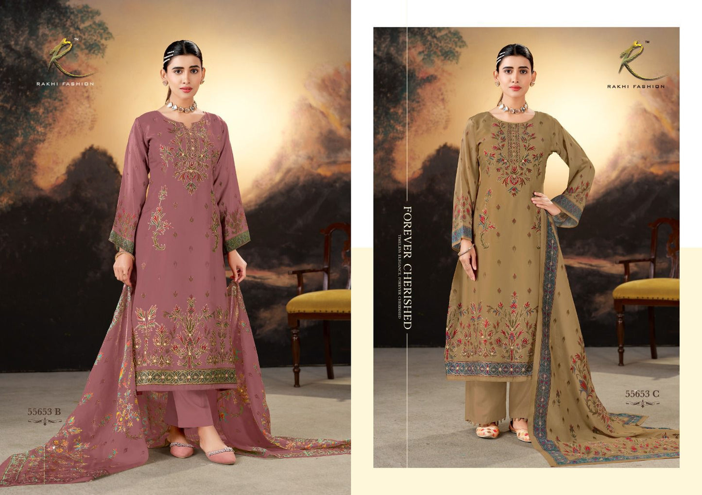 Signature Rakhi Fashion Bemberg Silk Salwar Suits Exporter India