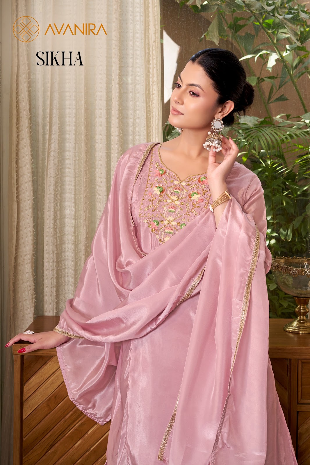 Sikha Avanira Satin Readymade Plazzo Style Suits Exporter Ahmedabad