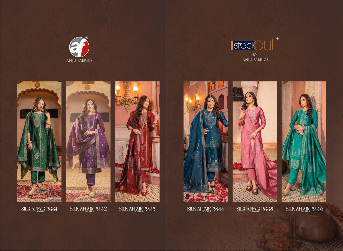 Silk Affair Vol 3 Af Banarasi Silk Readymade Pant Style Suits Wholesale Price