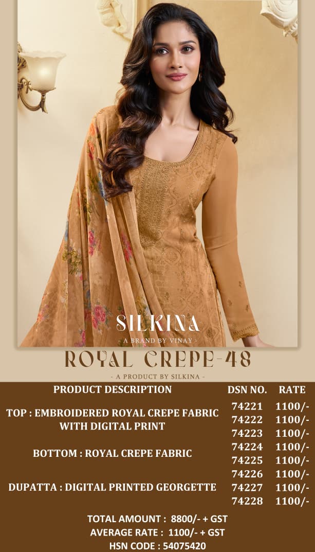 Silkina Royal Crepe 48 Vinay Fashion Llp Pant Style Suits Supplier Gujarat