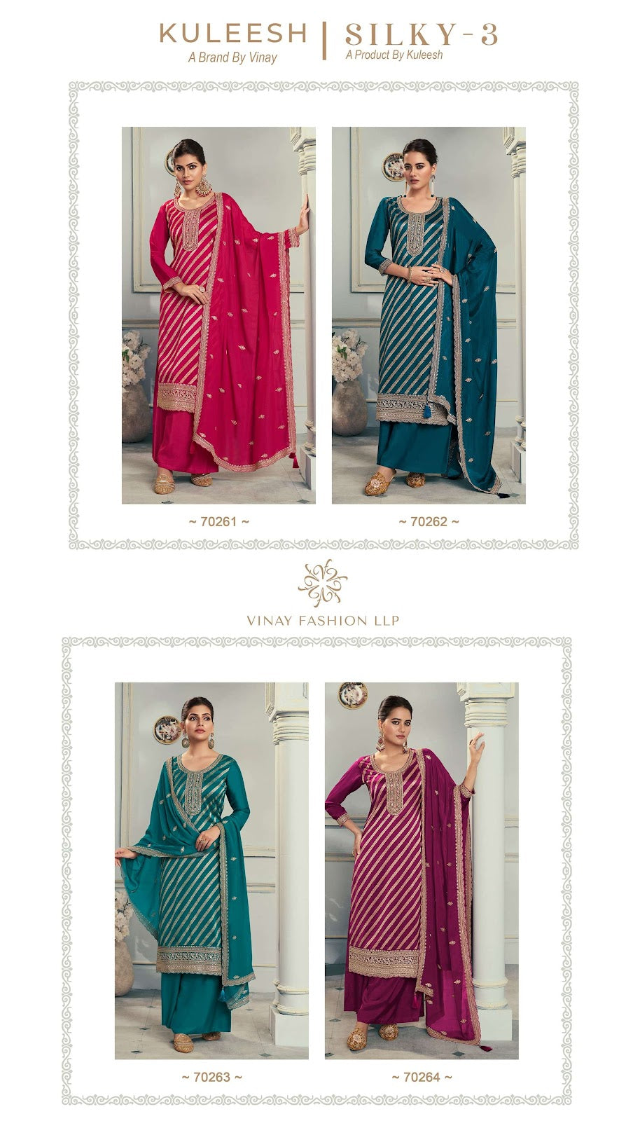 Silky 3 Kuleesh Vinay Fashion Llp Silk Jacquard Plazzo Style Suits Supplier India