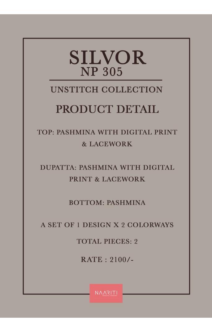 Silvor 305 Naariti Pashmina Suits Supplier