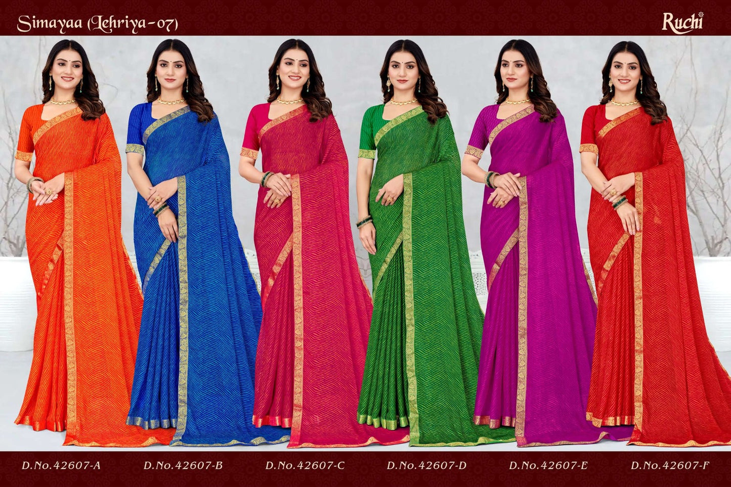 Simayaa Leheriya Vol 7 Ruchi Chiffon Sarees Exporter