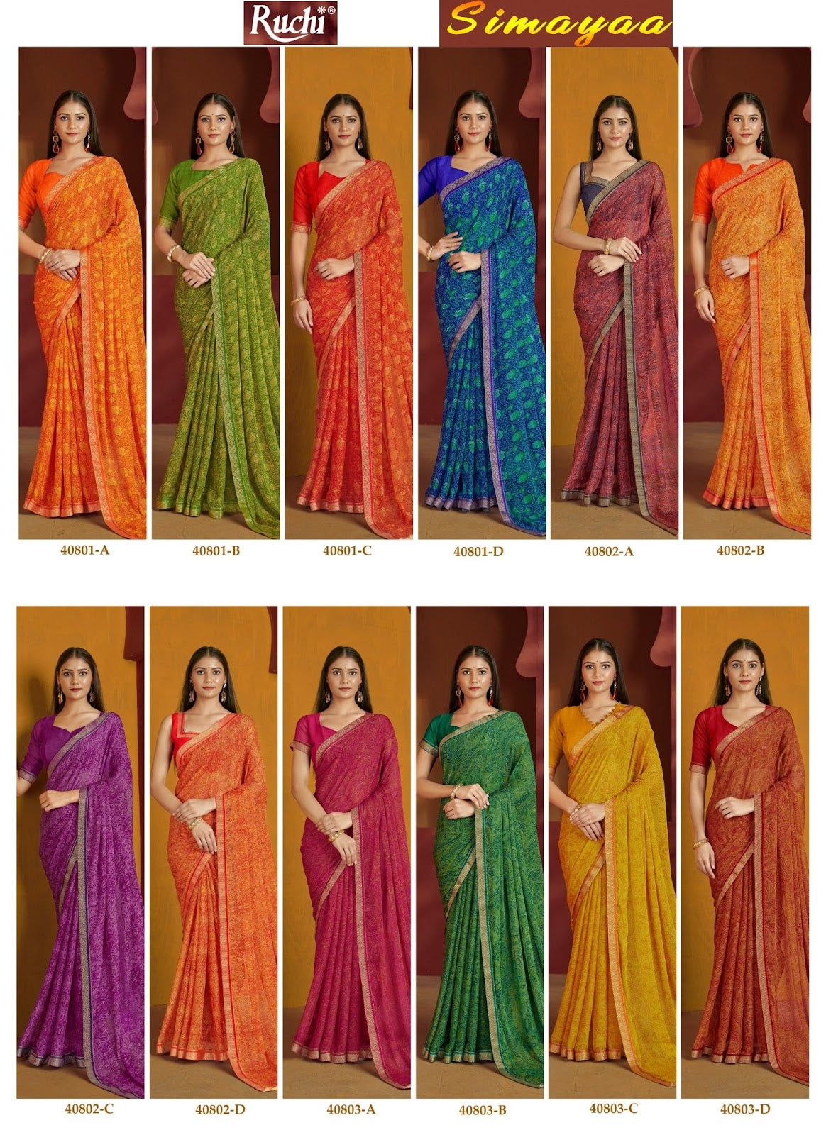 Simayaa Vol 32 Ruchi Chiffon Sarees Wholesale