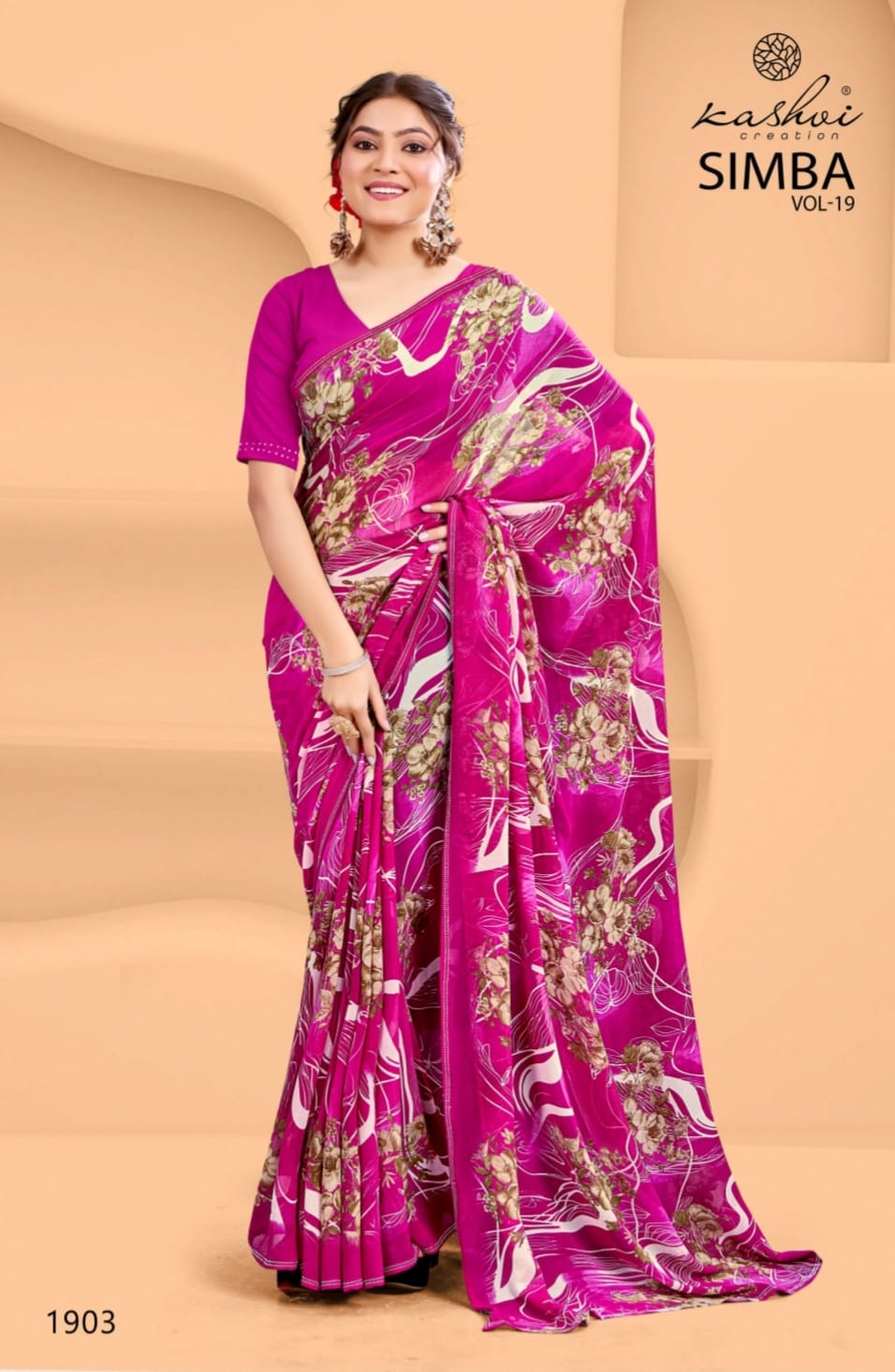 Simba Vol 19 Kashvi Creation Georgette Sarees Wholesaler Ahmedabad