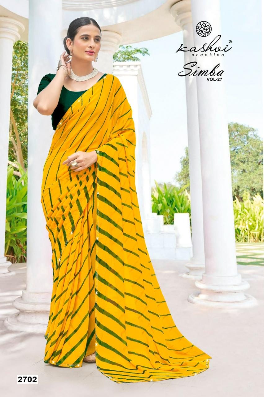 Simba Vol 27 Kashvi Creation Georgette Sarees Supplier Gujarat