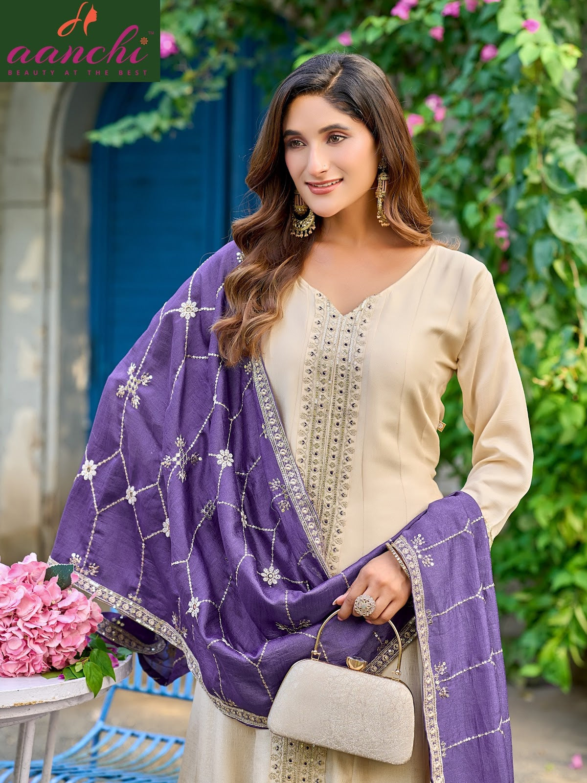Simran Aanchi Vichitra Silk Readymade Pant Style Suits Supplier Gujarat