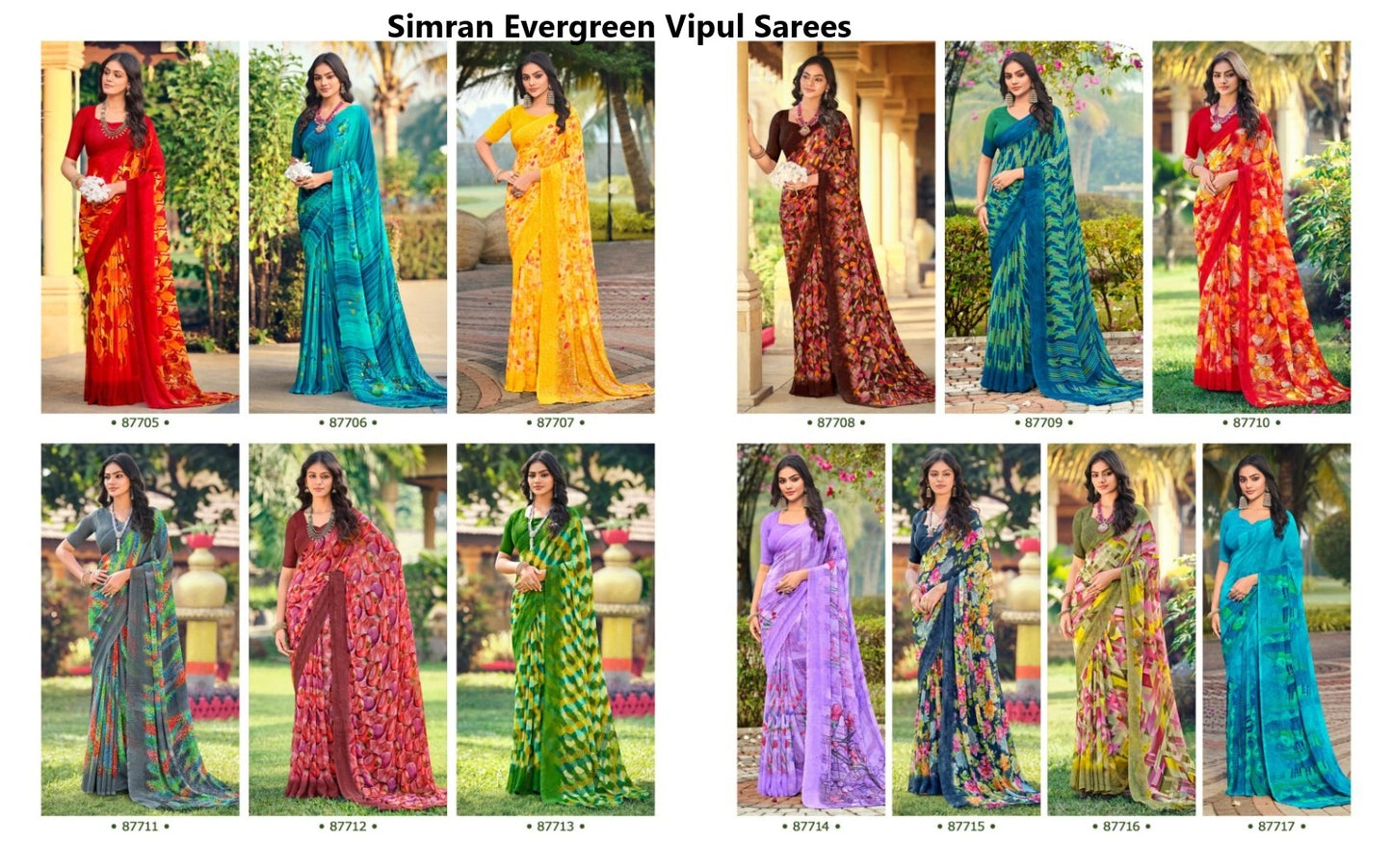 Simran Evergreen Vipul Georgette Sarees Exporter Ahmedabad