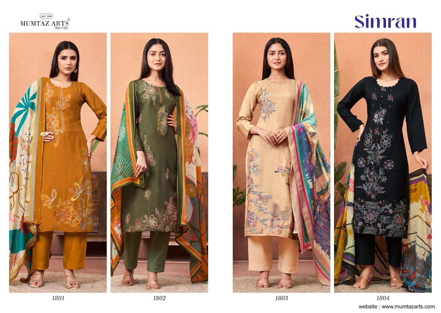 Simran Mumtaz Arts Pure Viscose Muslin Pant Style Suits Manufacturer India