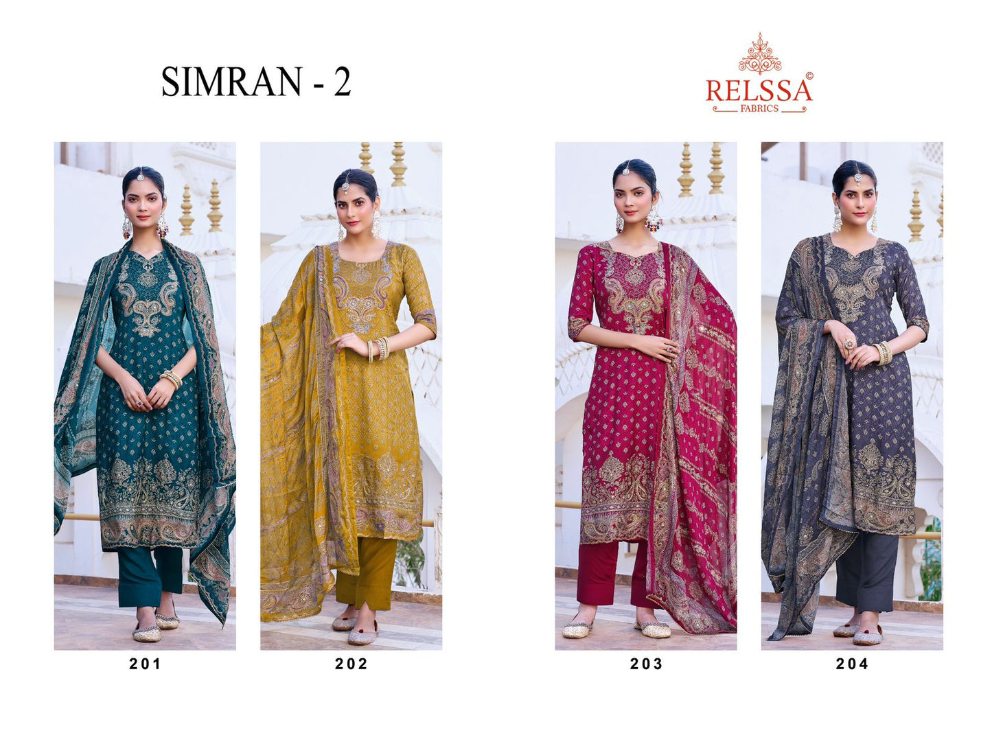 Simran Vol 2 Relssa Fabrics Muslin Pant Style Suits Supplier India