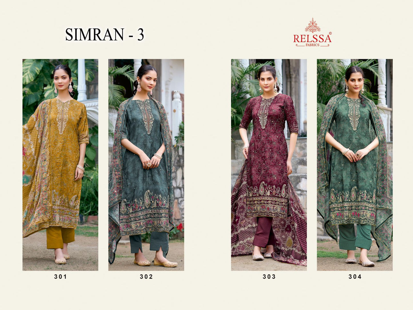 Simran Vol 3 Relssa Fabrics Muslin Pant Style Suits Manufacturer India