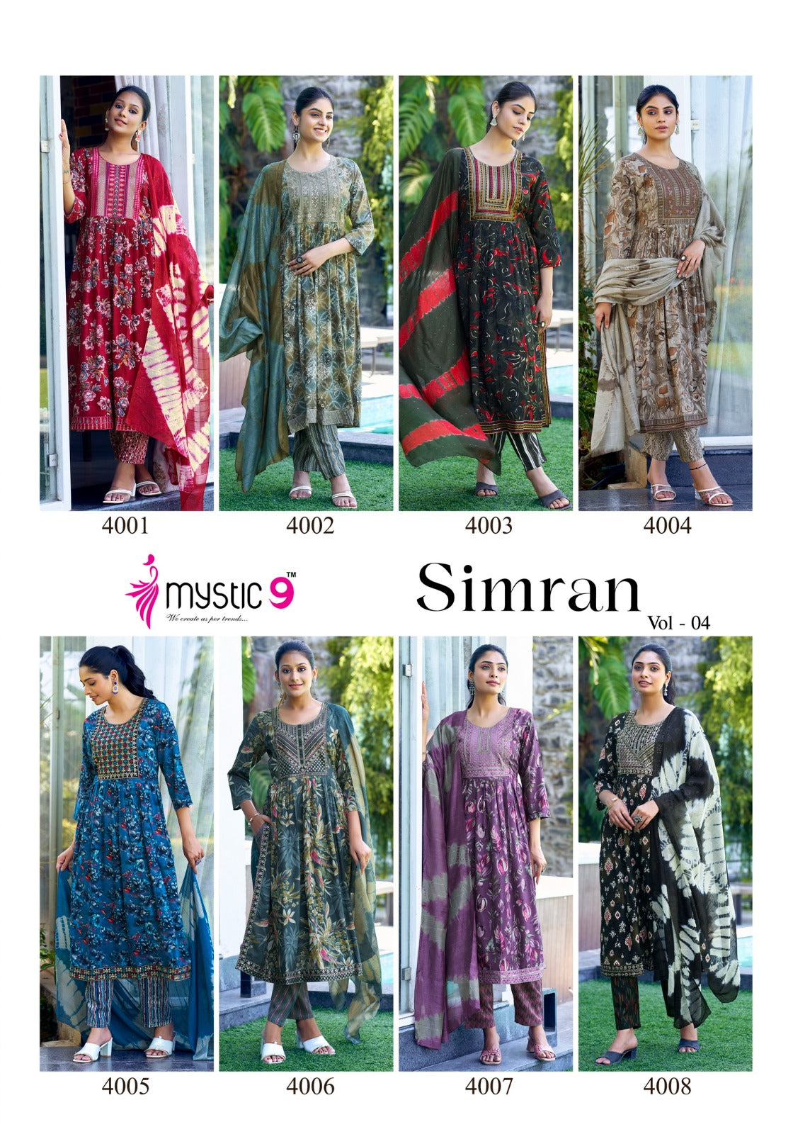 Simran Vol 4 Mystic 9 Reyon Readymade Pant Style Suits Supplier Ahmedabad