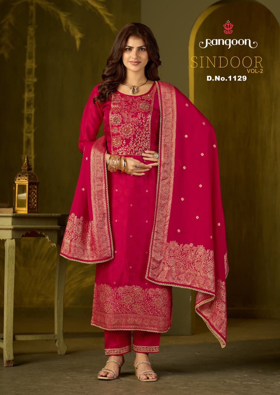 Sindoor Vol 2 Rangoon Russian Dola Readymade Pant Style Suits Exporter India