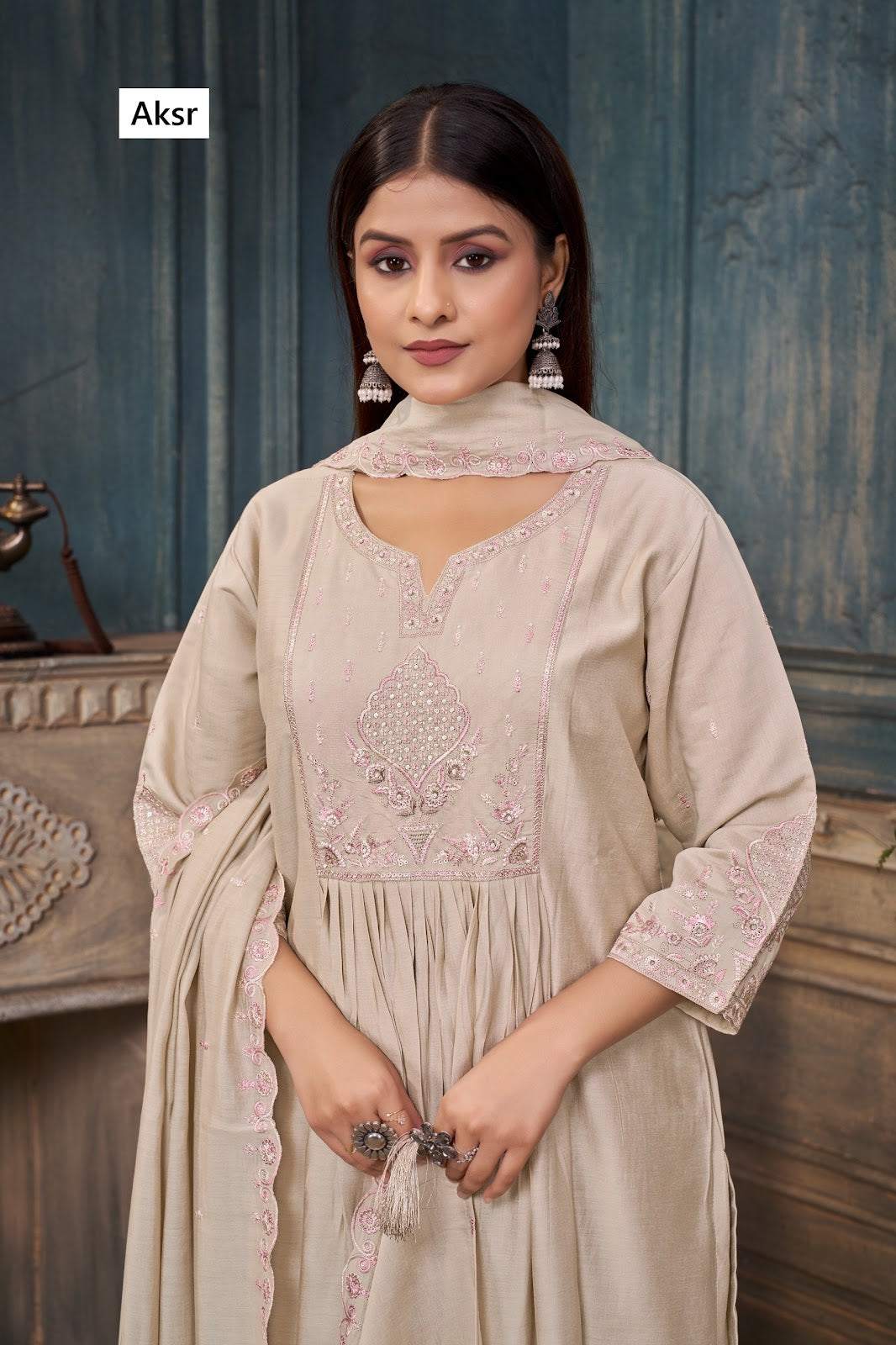 Sinhan Aksr Roman Silk Readymade Plazzo Style Suits Supplier