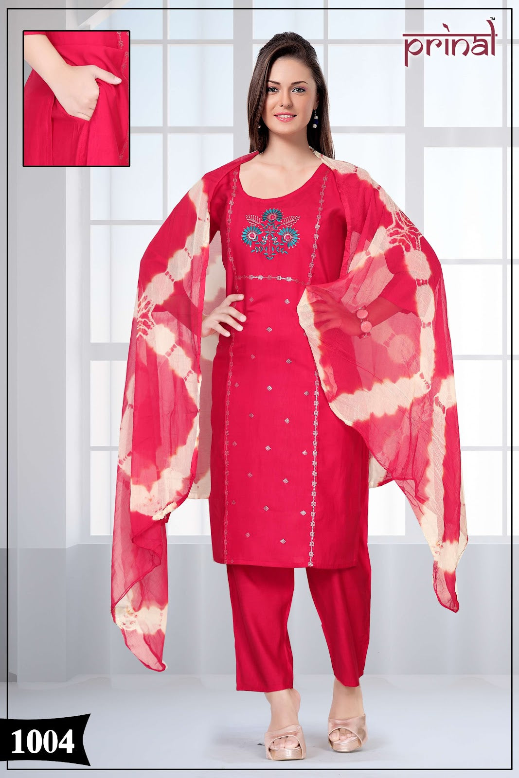 Sirisha Prinal Roman Silk Readymade Pant Style Suits Supplier Gujarat