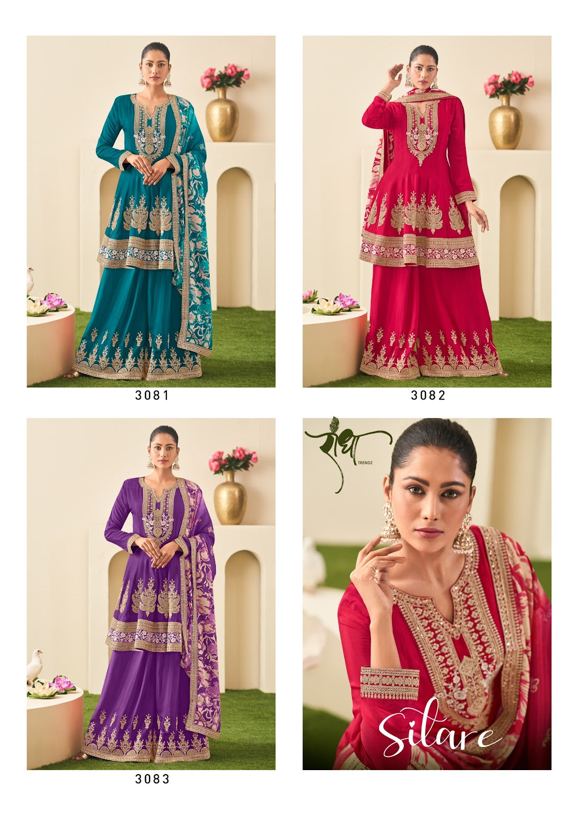 Sitare Radha Trendz Chinon Readymade Plazzo Style Suits Manufacturer India