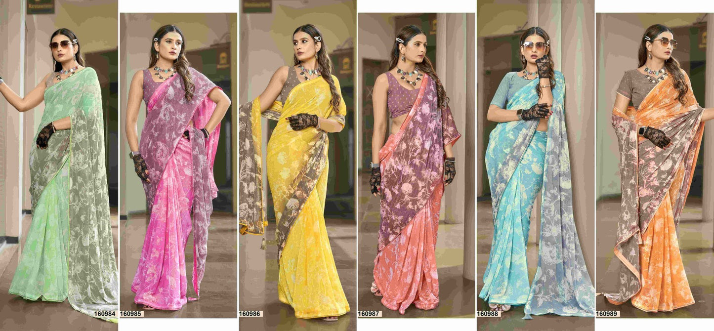 Sivasagar Vallabhi Prints Georgette Sarees Wholesale Price
