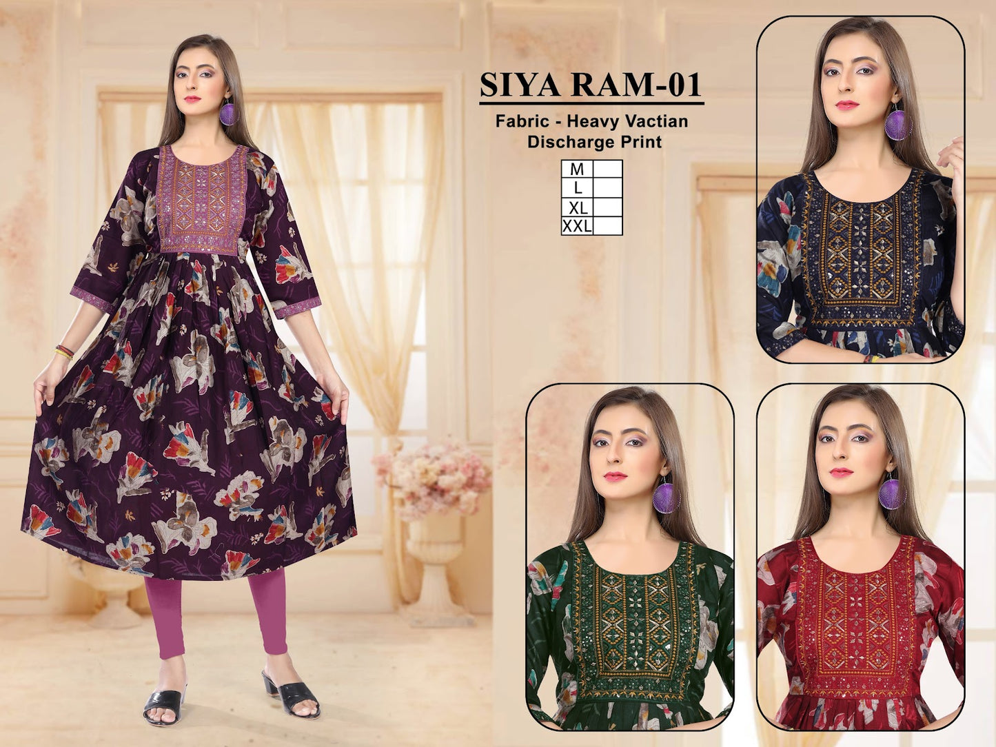Siya Ram Kavinay Vatican Anarkali Kurtis Wholesaler India