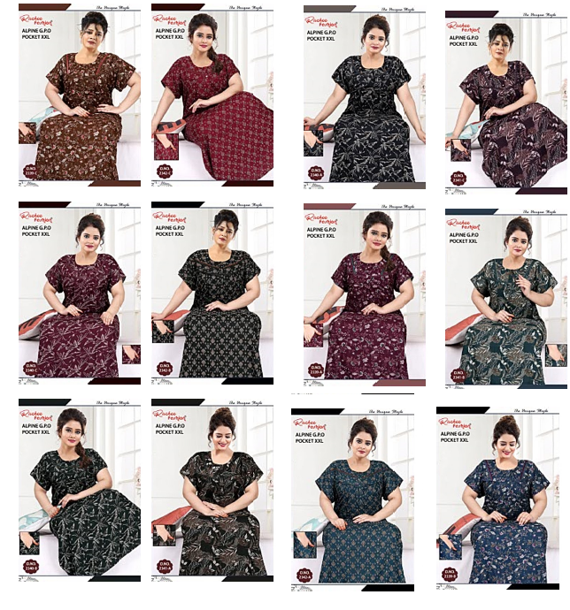 Size 2Xl 221124 Ruchee Fashion Alpine Night Gowns Exporter Gujarat