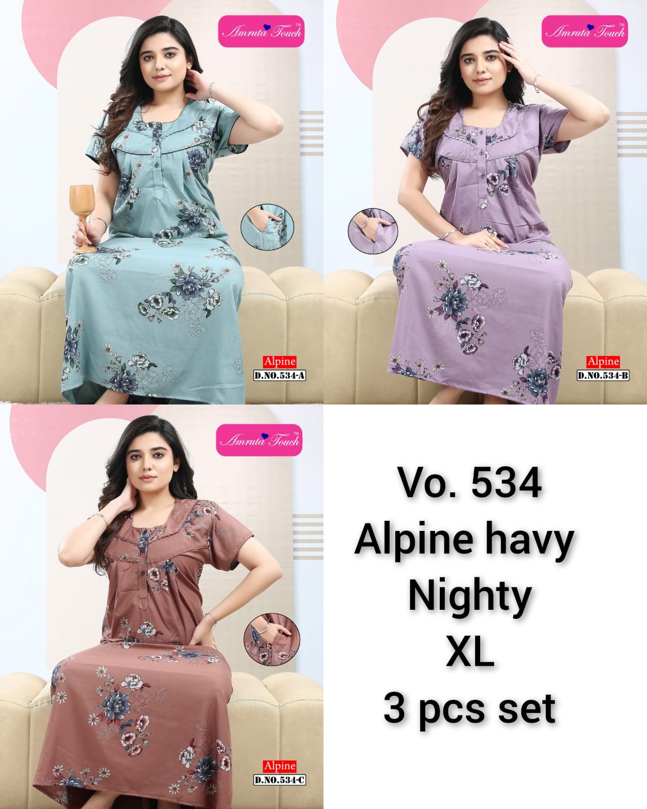 Size Xl 300625 Kavyansika Alpine Night Gowns Exporter
