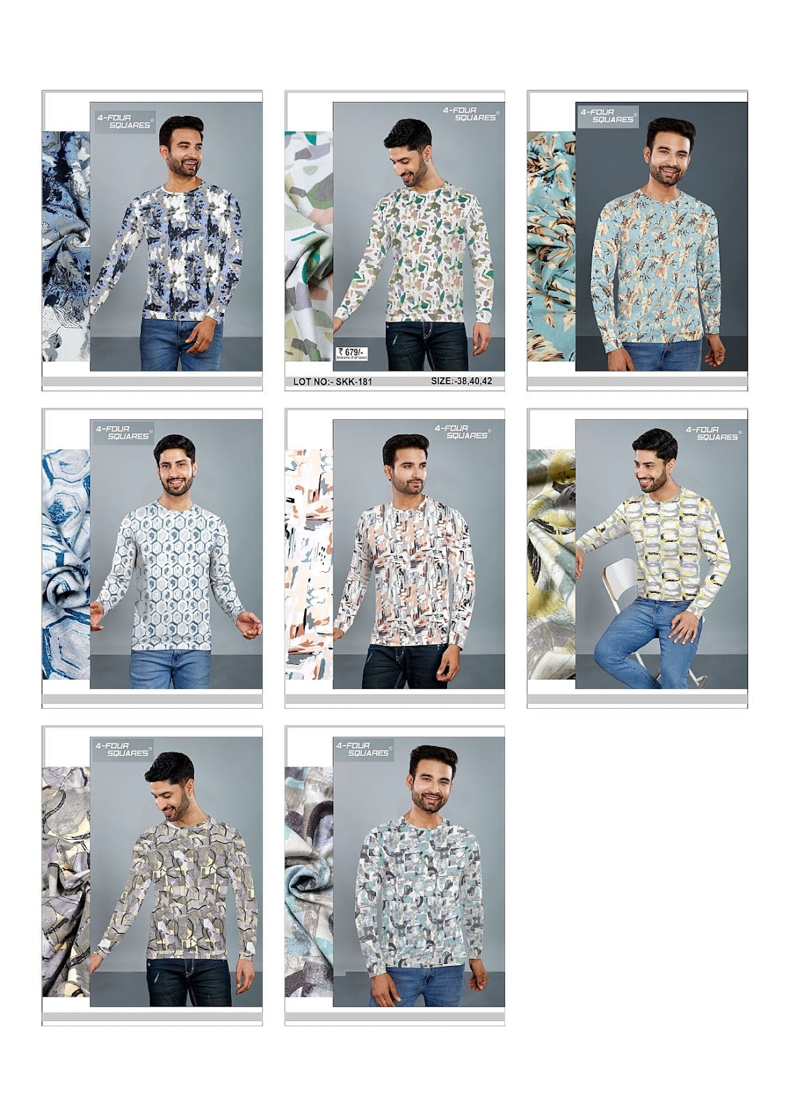 Skk 181 4 Four Squares Looper Mens Tshirts Wholesale Price