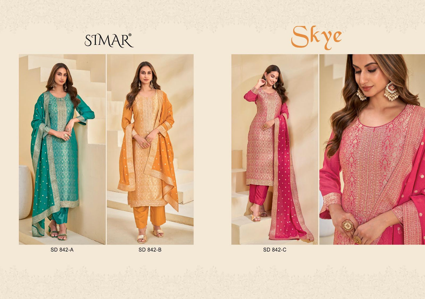 Skye Simar Pure Viscose Pant Style Suits Wholesaler India