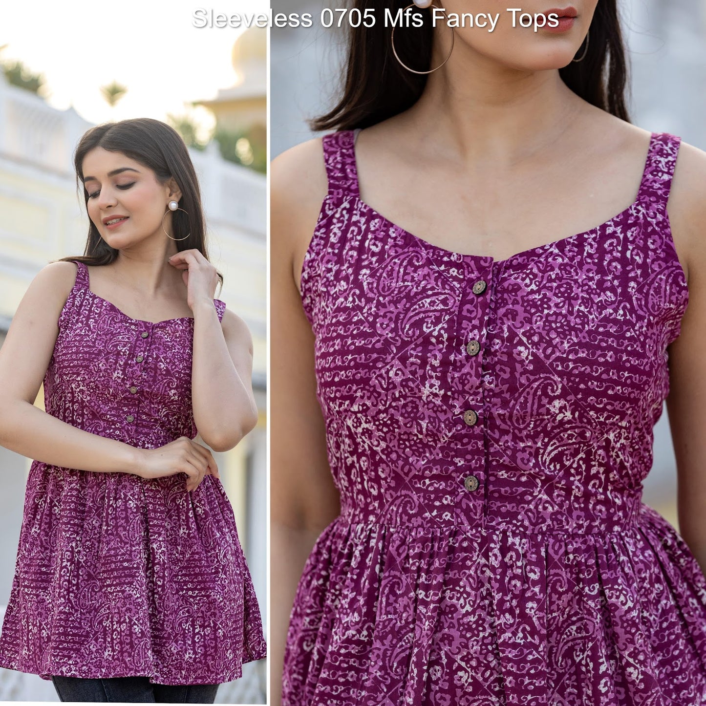 Sleeveless 0705 Mfs Cotton Fancy Tops Wholesale Rate