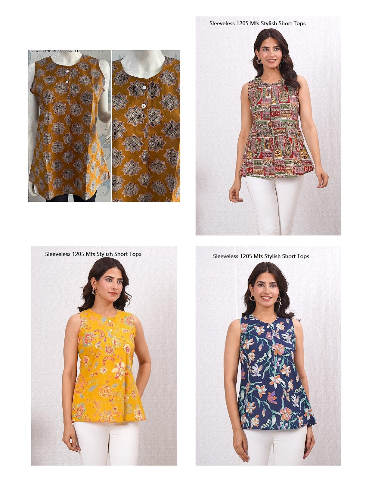 Sleeveless 1205 Mfs Cotton Stylish Short Tops Supplier Gujarat