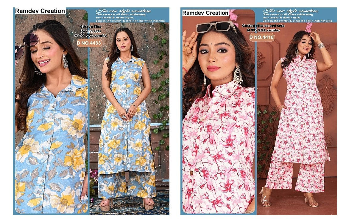 Sleeveless 2025 Ramdev Creation Cotton Co Ord Set Exporter India