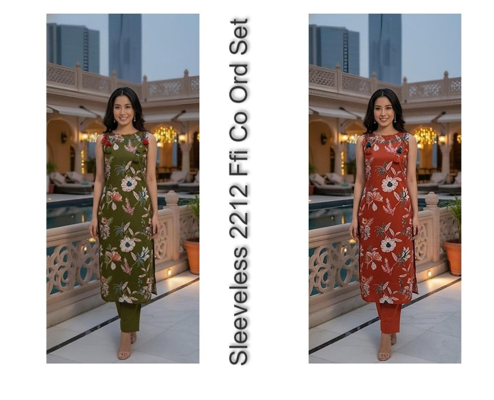 Sleeveless 2212 Ffi Cotton Co Ord Set Manufacturer India