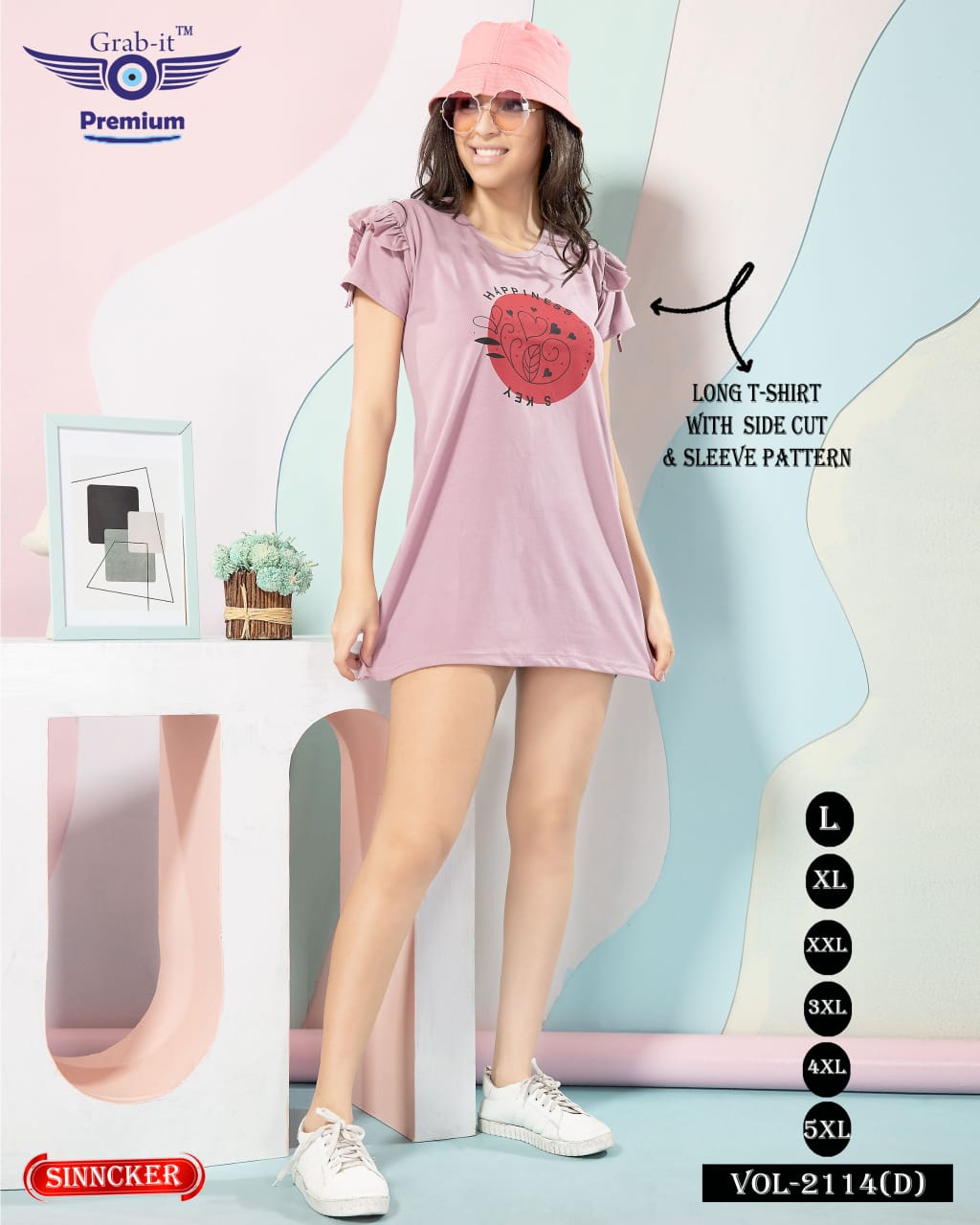 Sleeves Pattern 2114-D Grab It Sinker Women Long Tshirt Exporter Ahmedabad