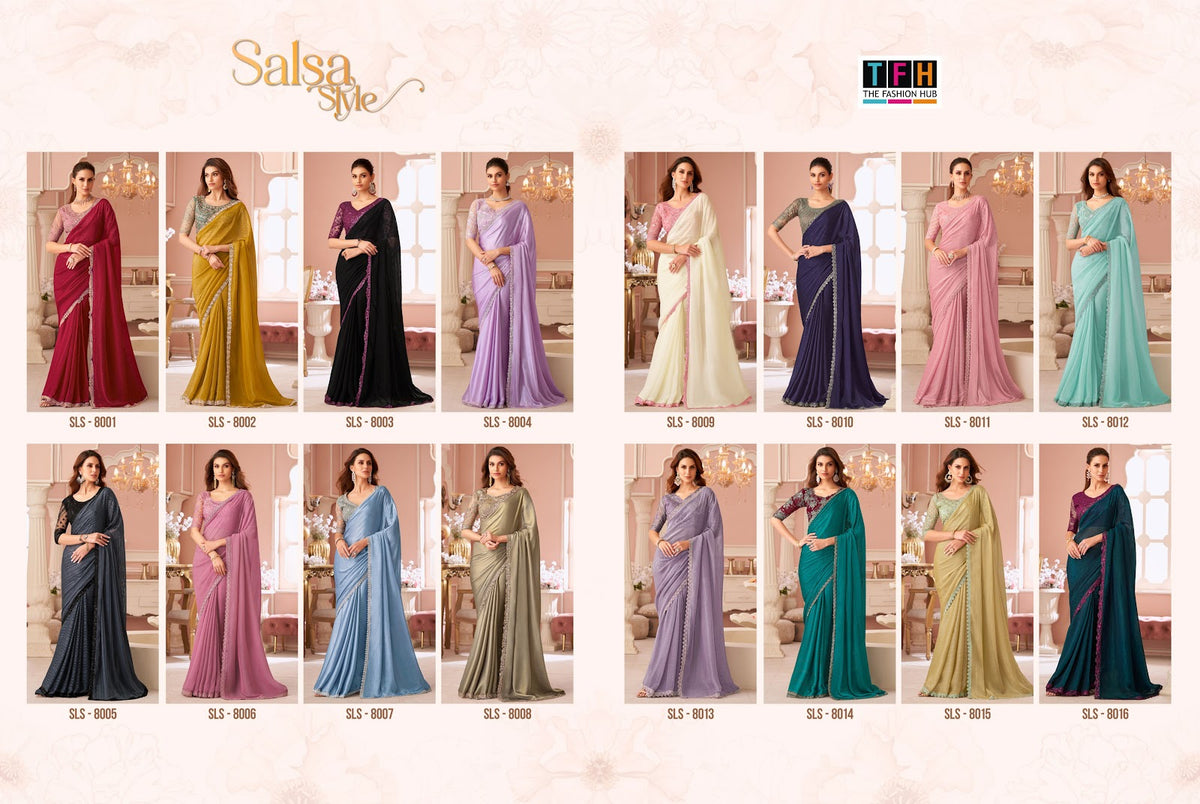 Sls 8001-8016 Tfh Georgette Sarees Manufacturer Ahmedabad