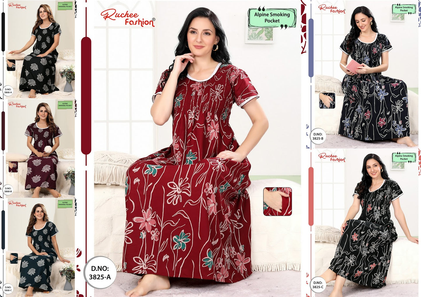 Smoking Alpine Ruchee Fashion Night Gowns Supplier India