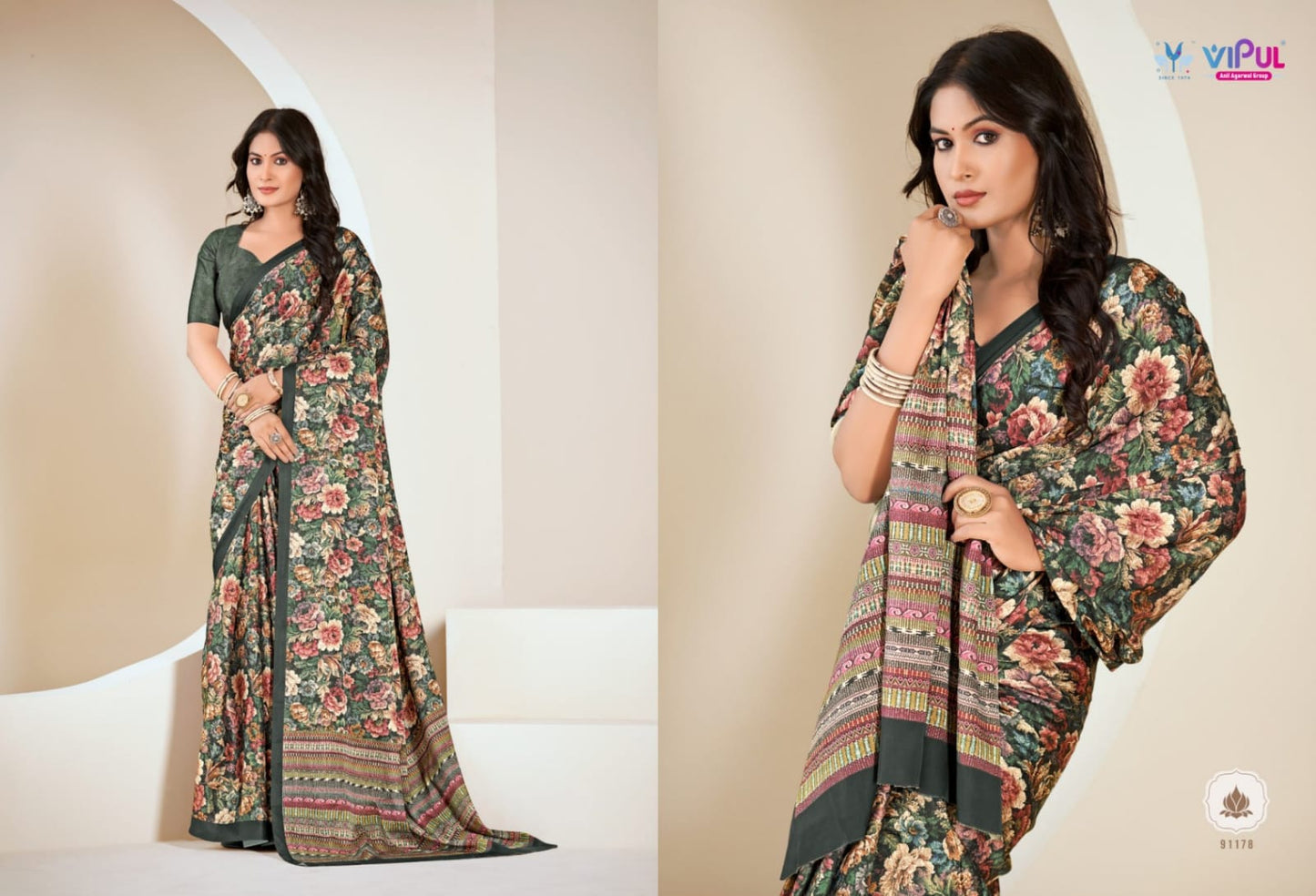 Smriti Vipul Satin Silk Sarees Manufacturer