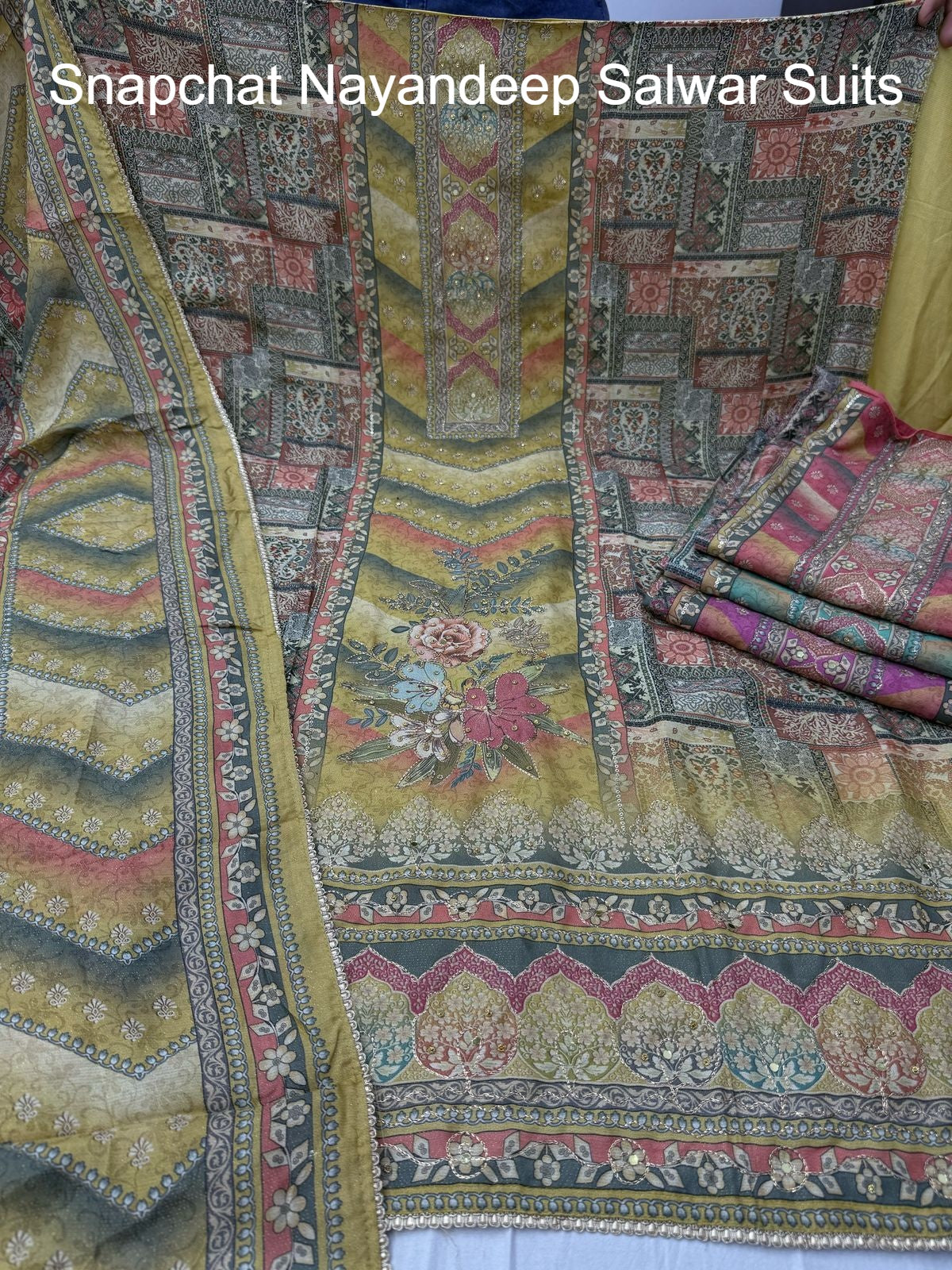 Snapchat Nayandeep Viscose Muslin Salwar Suits Wholesale