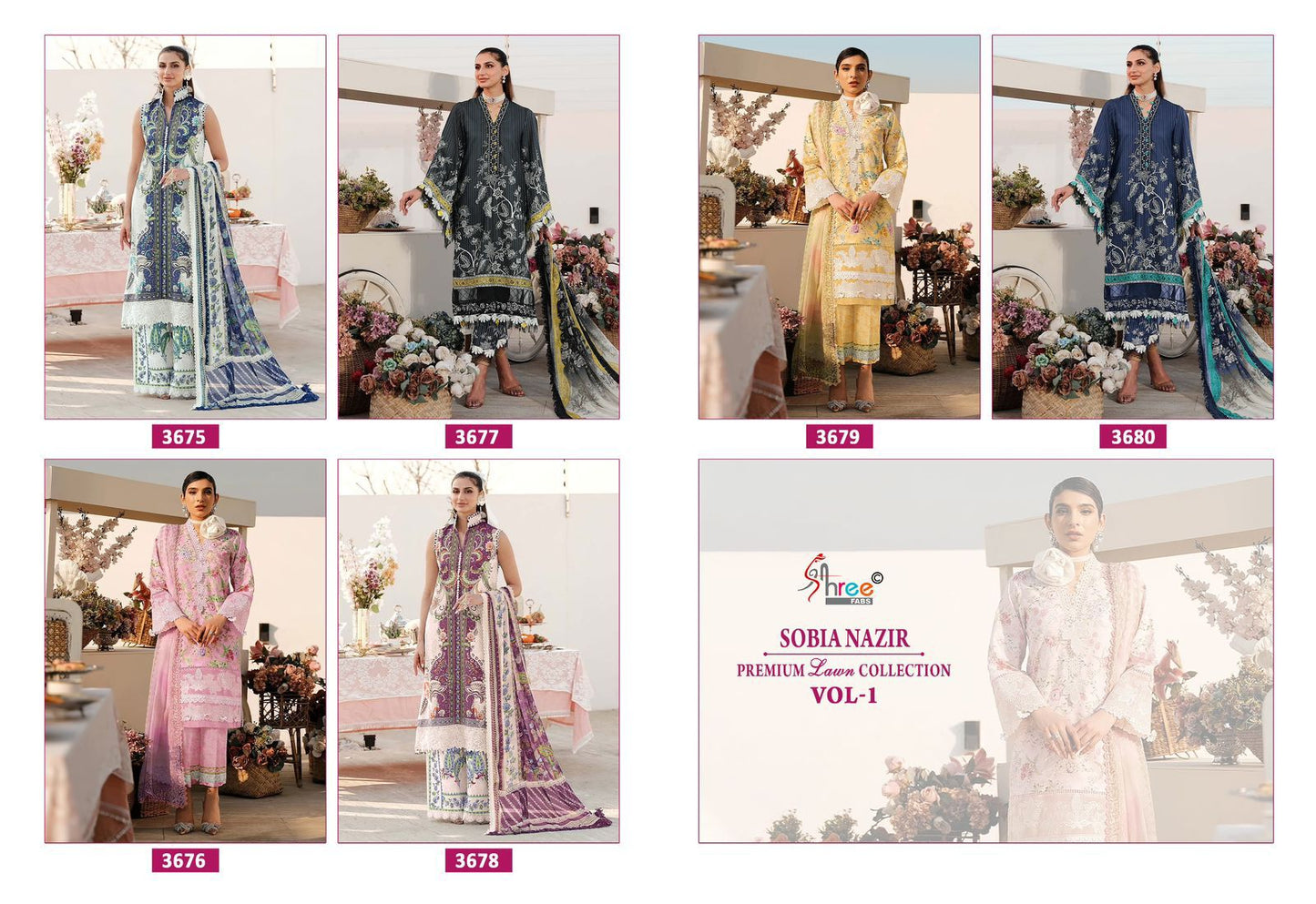 Sobia Nazir Premium Lawn Colletion Vol 1 Shree Fabs Cotton Pakistani Patch Work Suits Supplier Gujarat