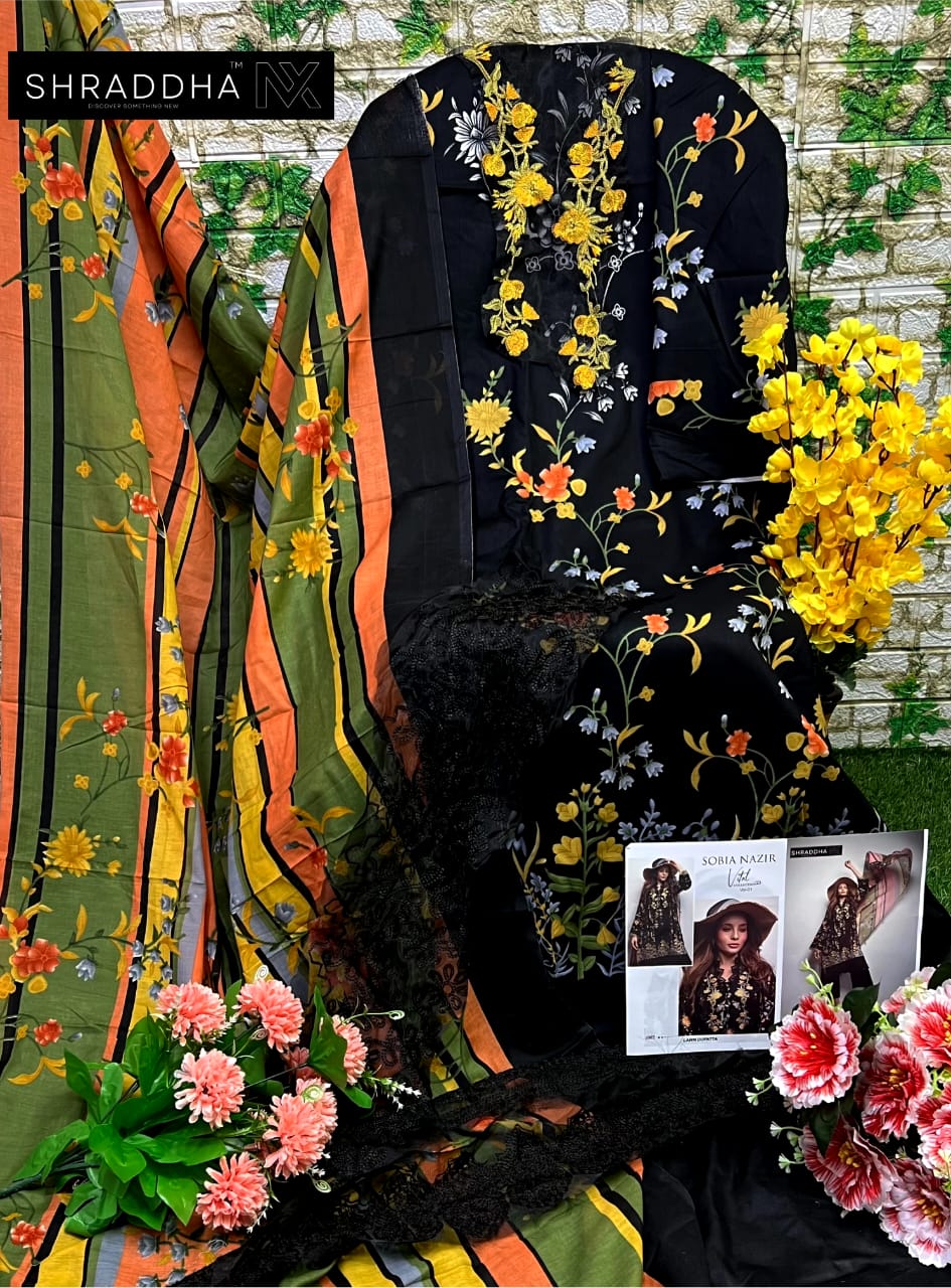 Sobia Nazir Vital Vol 1 Mahgul Shraddha Nx Lawn Cotton Pakistani Patch Work Suits Exporter