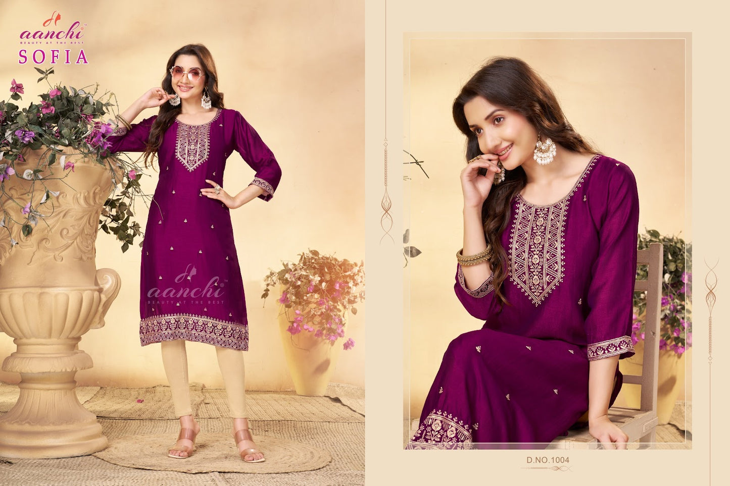 Sofia Aanchi Vichitra Silk Long Straight Kurti Manufacturer