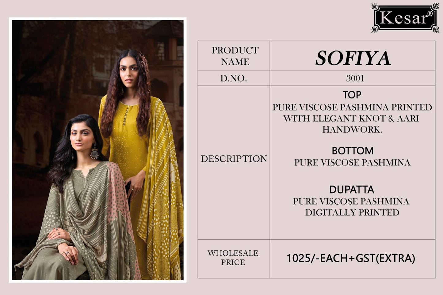 Sofiya 3001 Kesar Viscose Pashmina Suits Wholesale Price